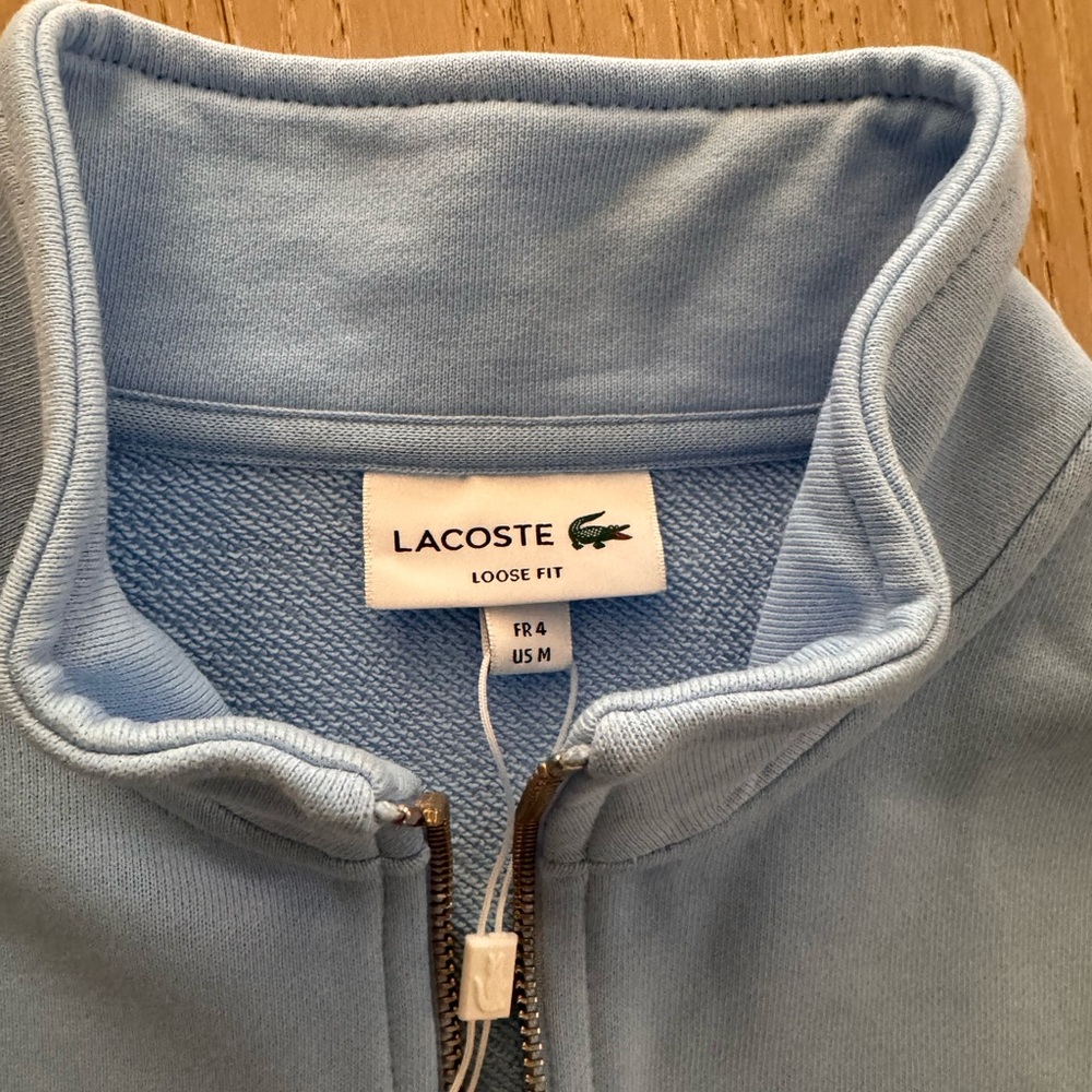 NWT Lacoste Men's M Sky Blue Quarter Zip - Picture 3 of 5